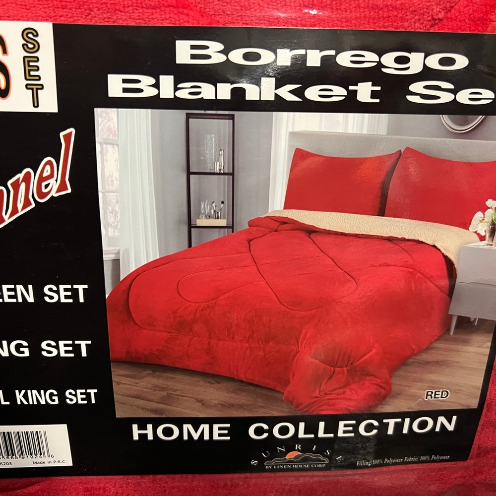 3pc Home Collection Sunrise FLANNEL SHERPA REVERSIBLE Comforter Set CALI KING